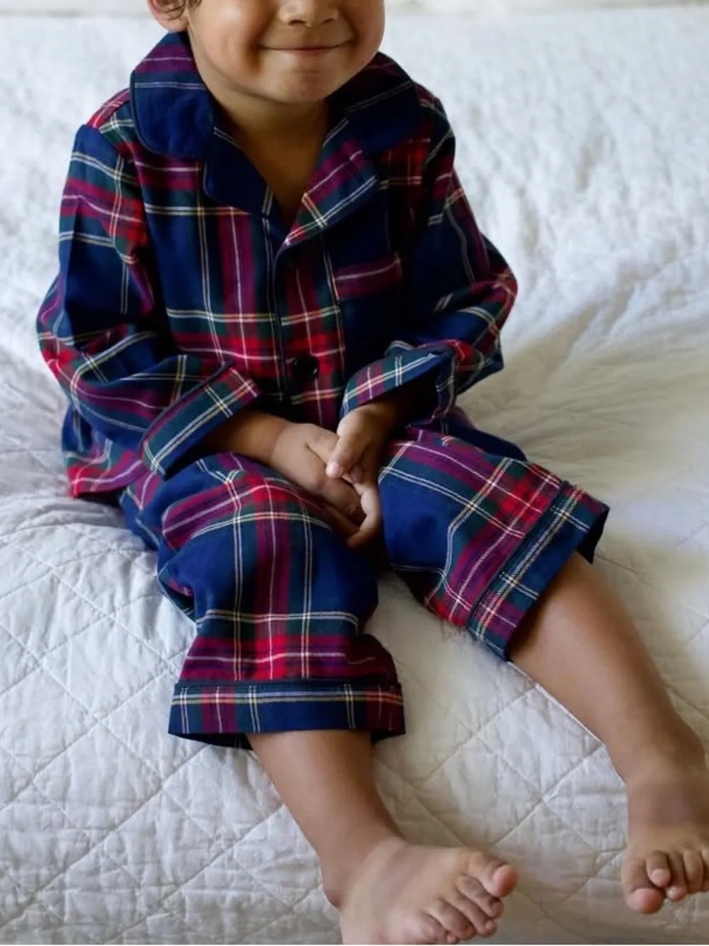 Petite Plume Windsor Tartan Red Plaid Kid's Brushed Twill Pajama Set Christmas 3